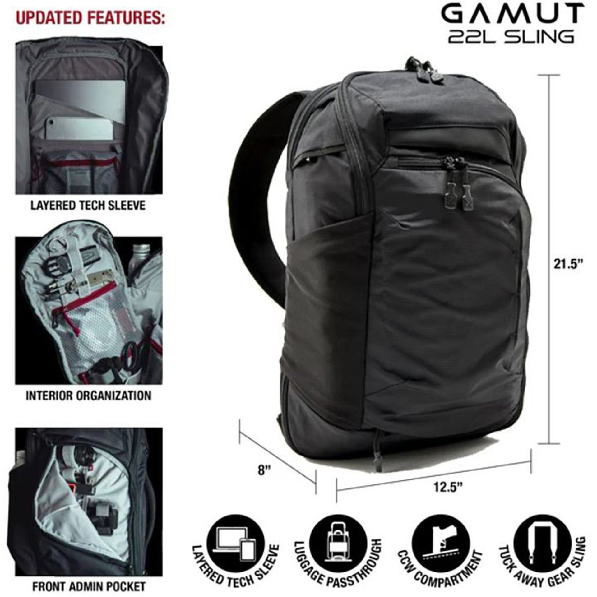 Gamut 22L Sling Bag Black