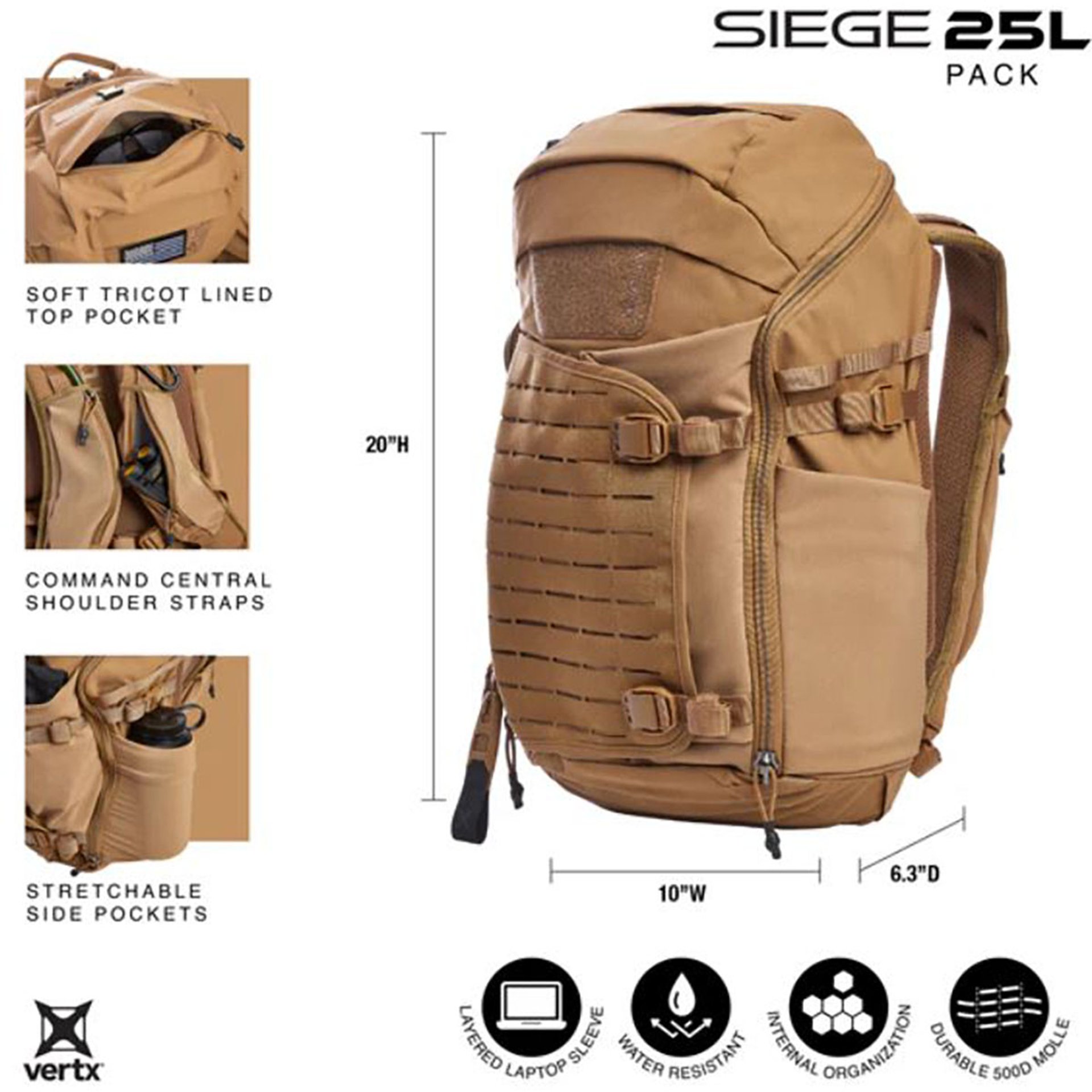 Siege 25L Tactical Backpack Coyote