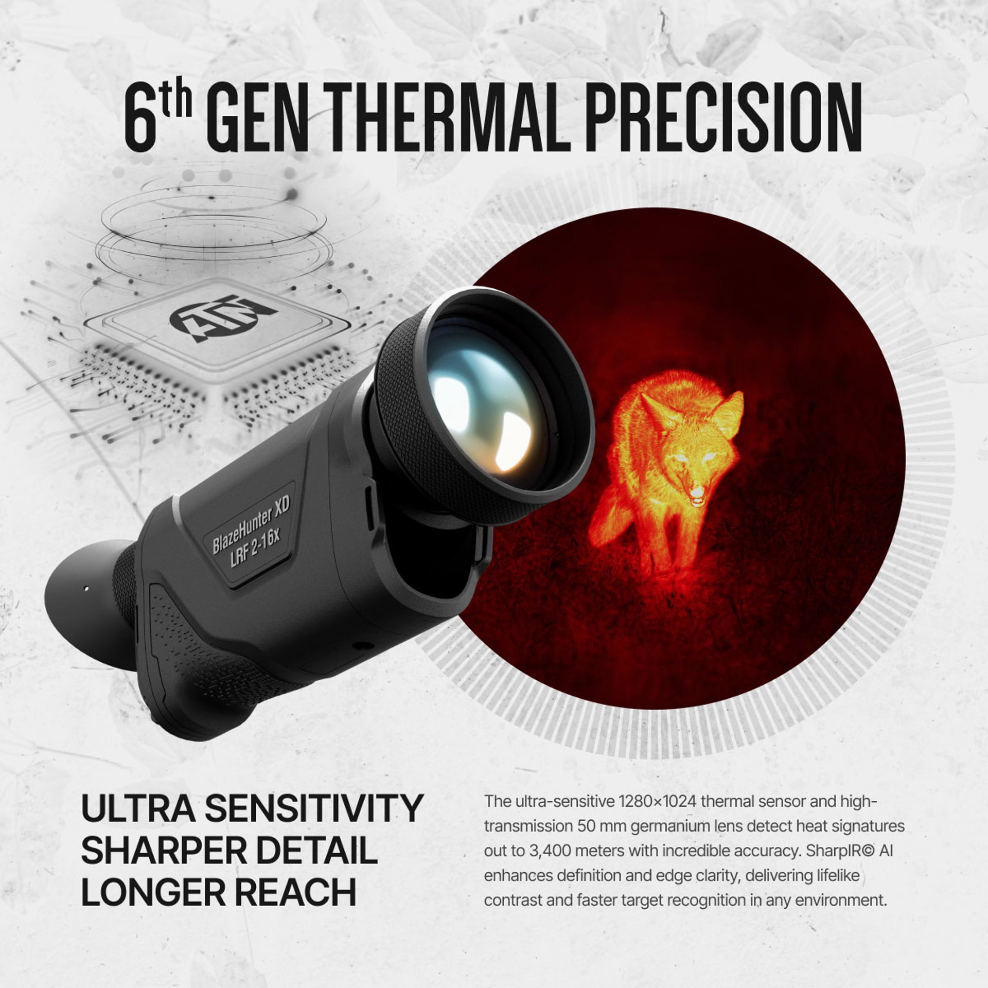 Blazehunter XD 2-16x 1280x1024 Thermal Monocular w/LRF