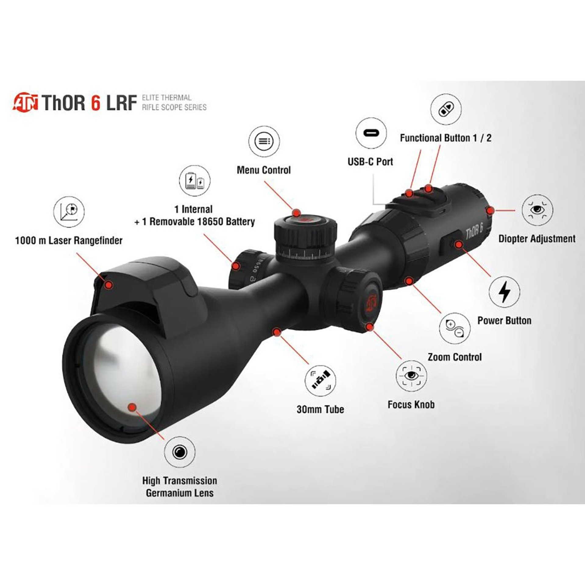 Elite 3-24x 640x512 Res Thermal Rifle Scope w/Laser