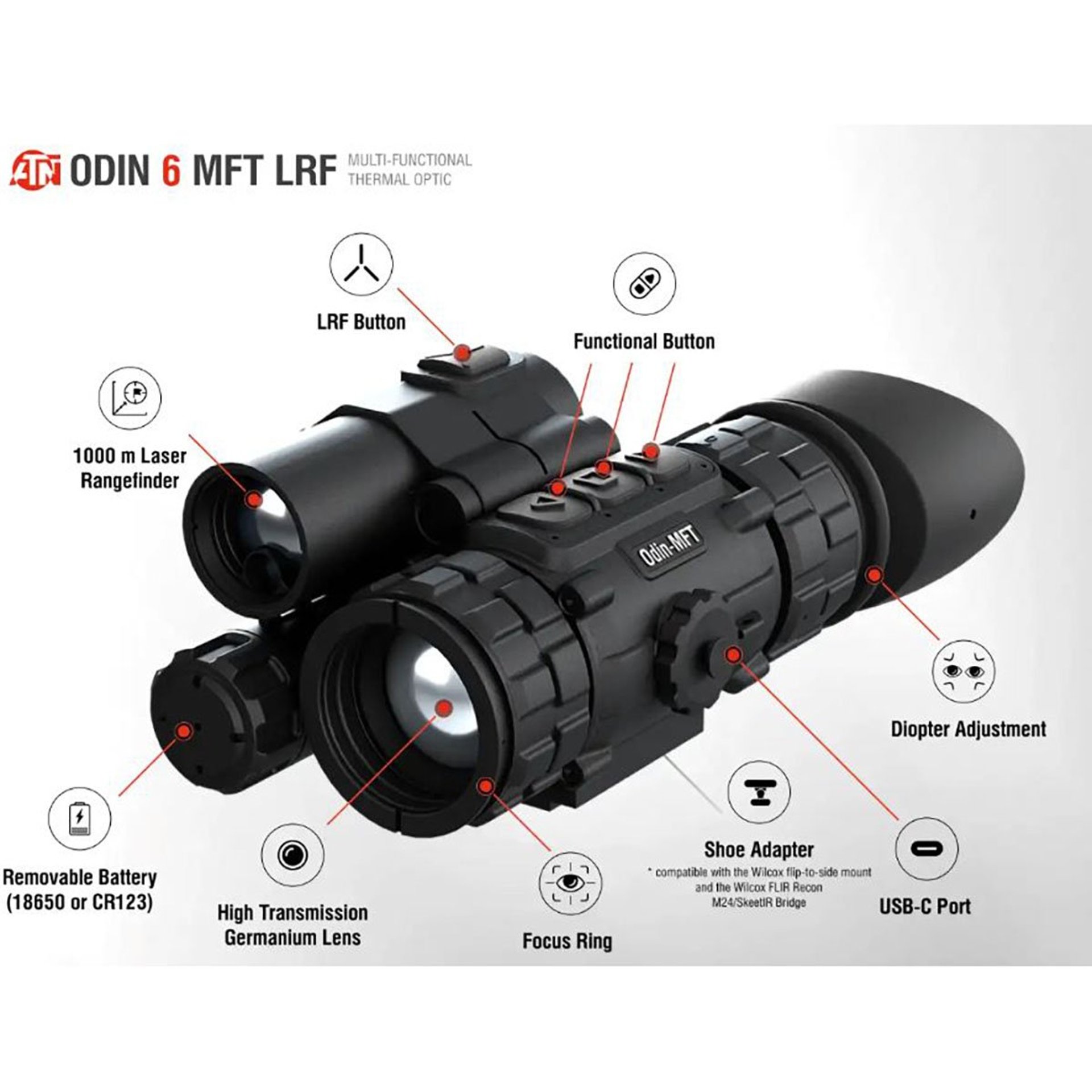 ODIN 6 640x480 Res Thermal Monocular w/Laser Range Finder