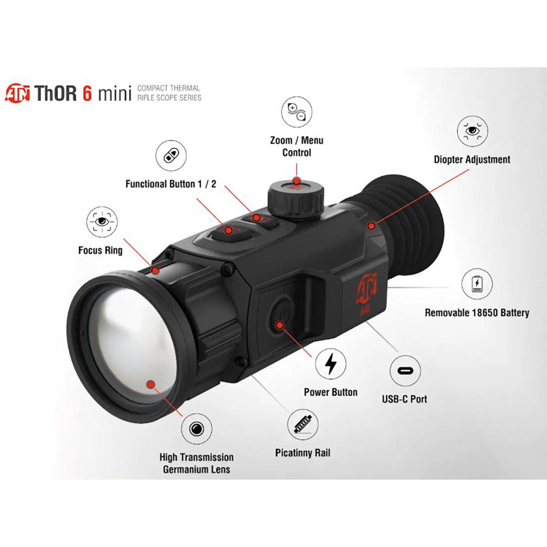ThOR 6 Mini 2.5-20x 384×288 Res Compact Thermal Rifle Scope