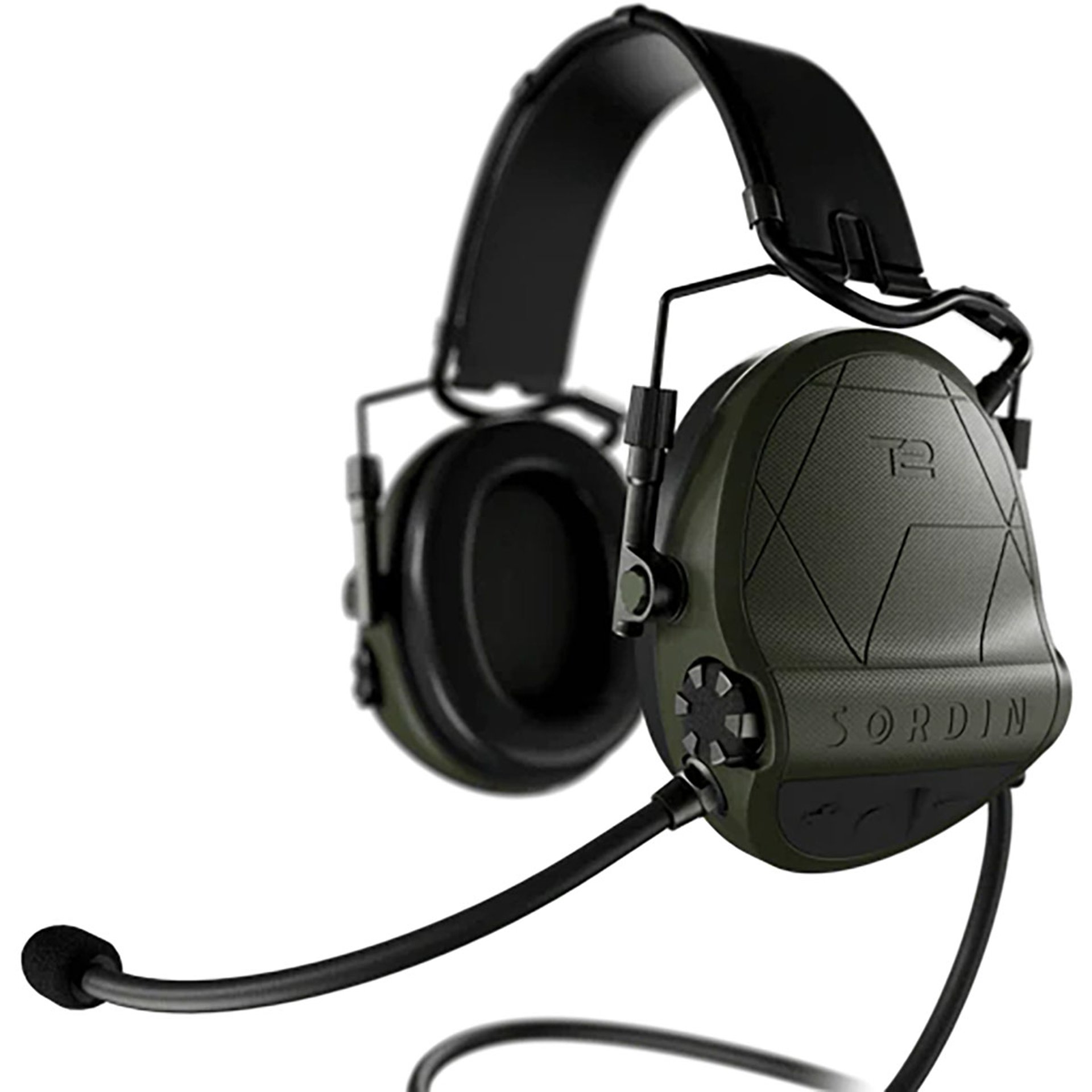 Supreme T2 CC Electronic Ear Muffs w/Leather Headband Green