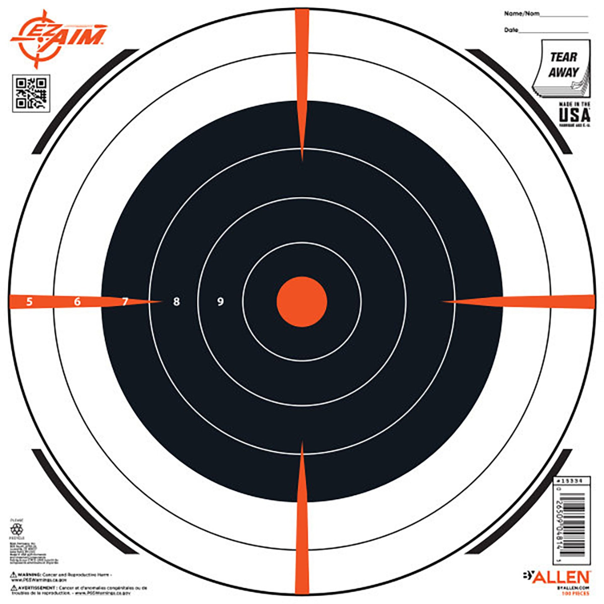 EZ Aim Bullseye 12"x12" Paper Shooting Targets 100/Pack