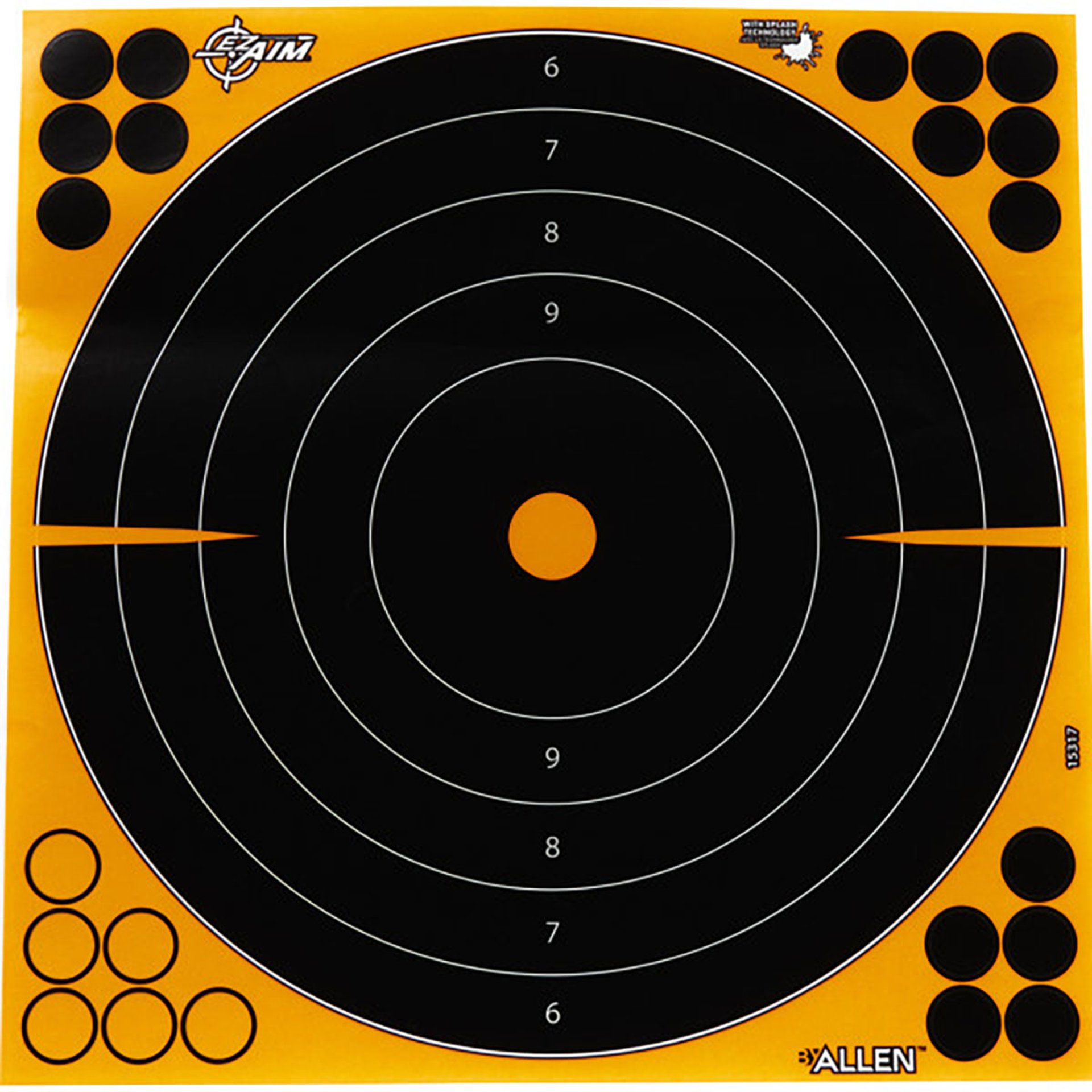 EZ Aim Splash Adhesive Bullseye 12"x12" Paper Targets 5/Pack