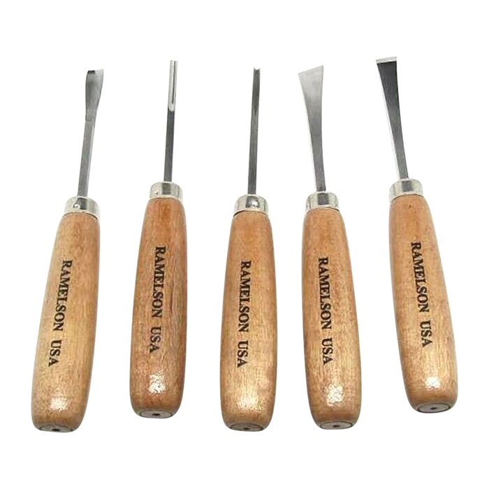 U.J. RAMELSON - 5 PIECE BASIC STRAIGHT HANDLE WOODCARVING SET