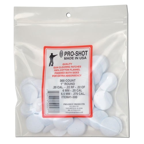 PRO SHOT PRODUCTS, INC - .22-.270 CALIBER 1   RD. 300CT. PATCHES