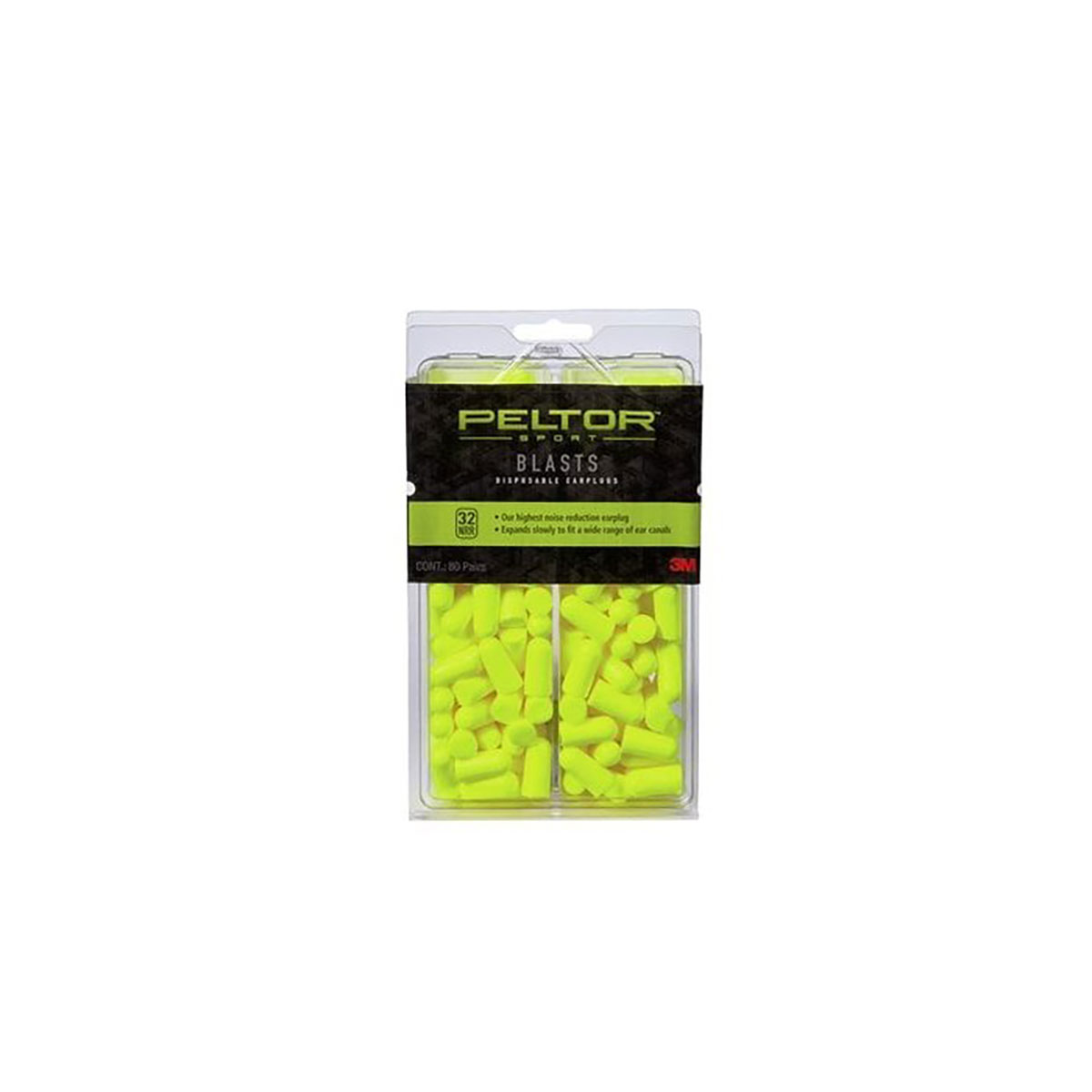 3M COMPANY - Peltor  Sport Blasts  Disposable Earplugs 80 Pr/Pk, Neon Yellow