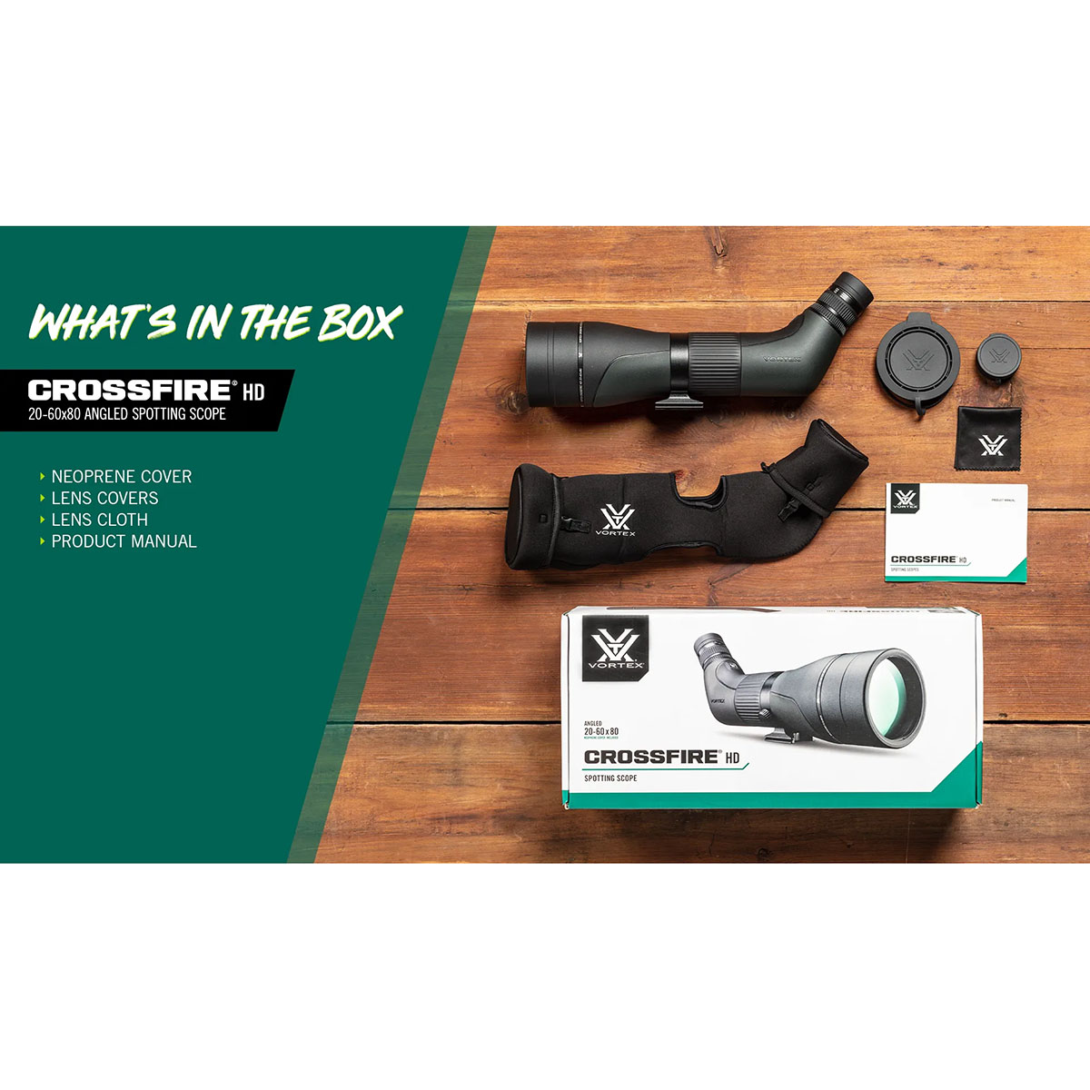 Crossfire HD 20-60x80mm Angled Spotting Scope Black
