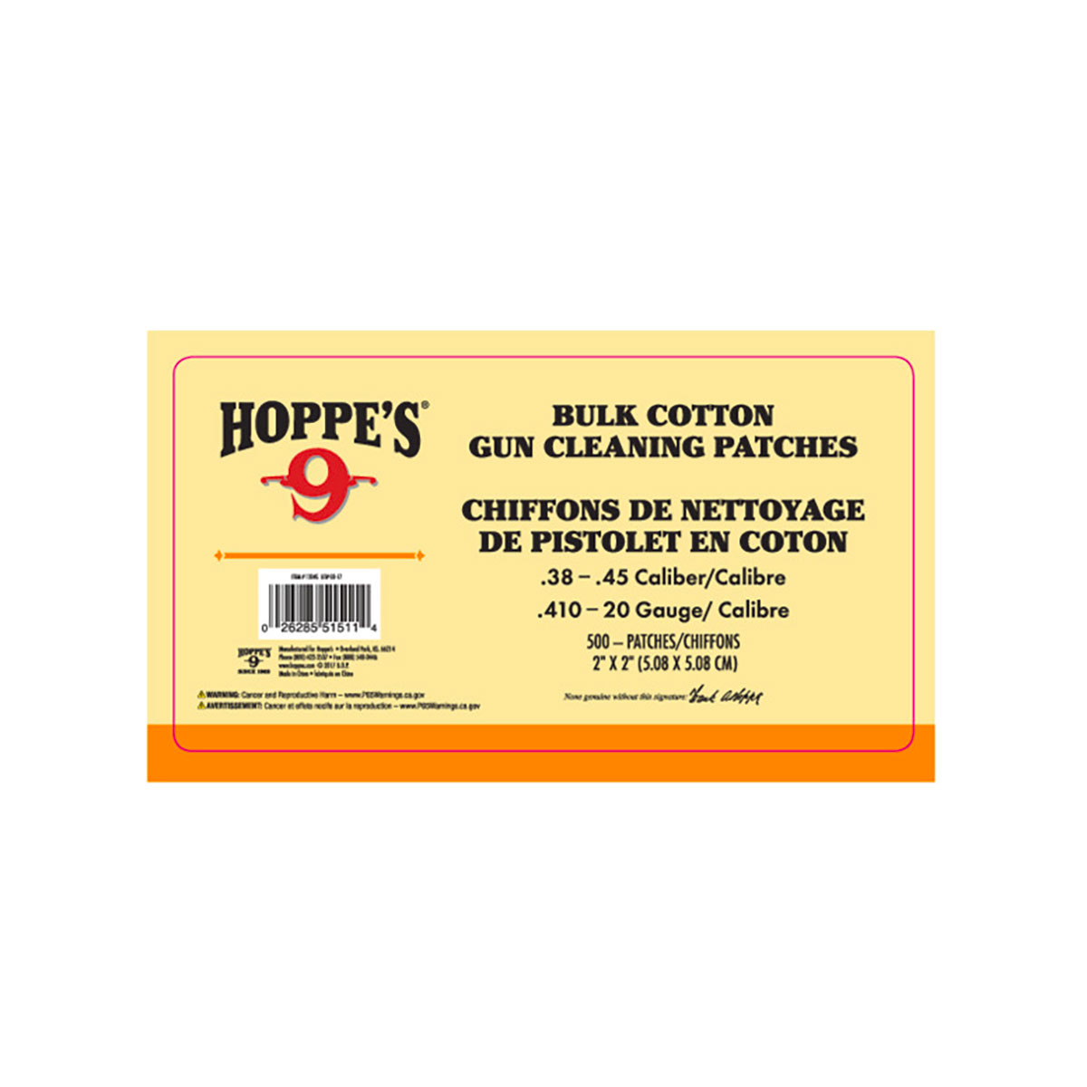 HOPPE'S - HOPPE'S PATCH .38-.45 CAL, .410-20 GA,