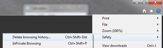 image of deleting browsing history in IE 9 and 8
